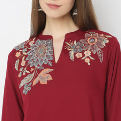 Regular Fit Embroidered Top