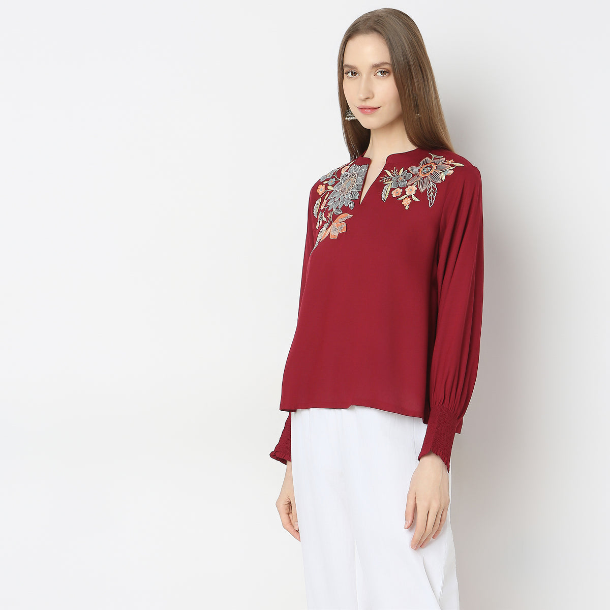 Regular Fit Embroidered Top