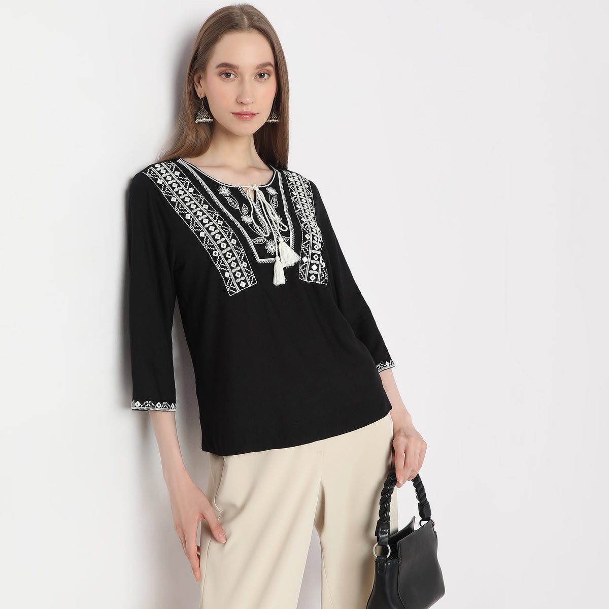 Regular Fit Embroidered Top