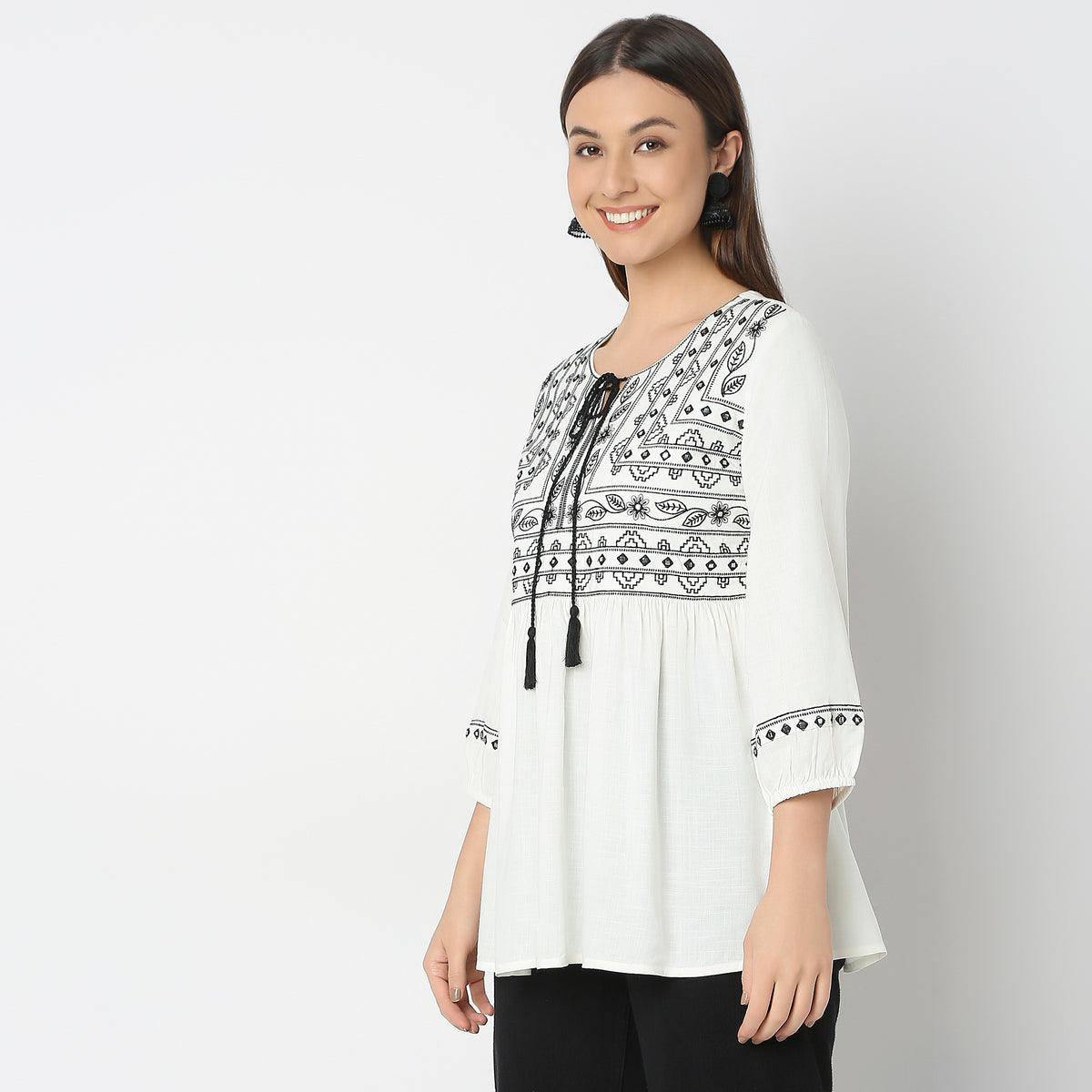 Regular Fit Embroidered Top