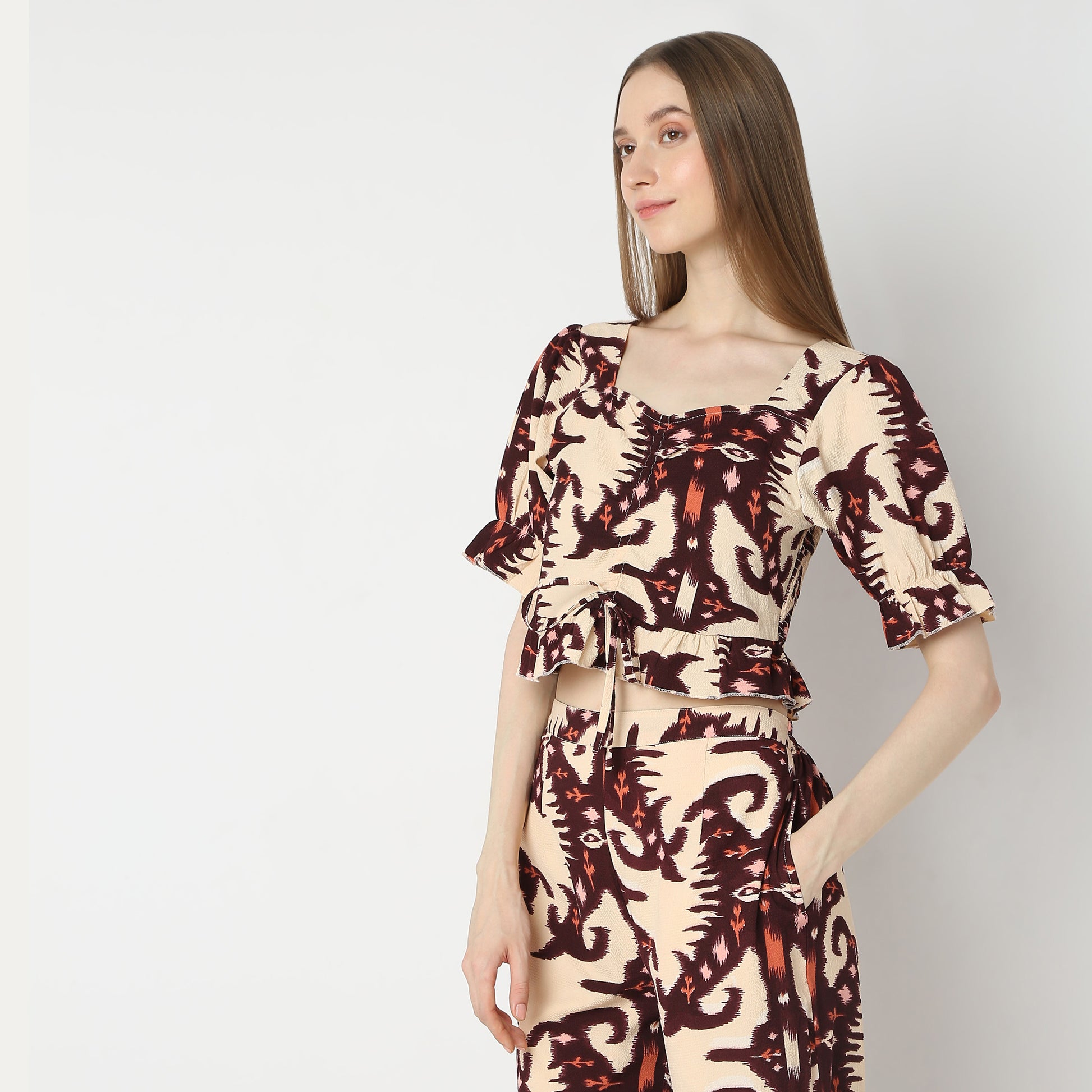 Printed Square Neck A-Line Top