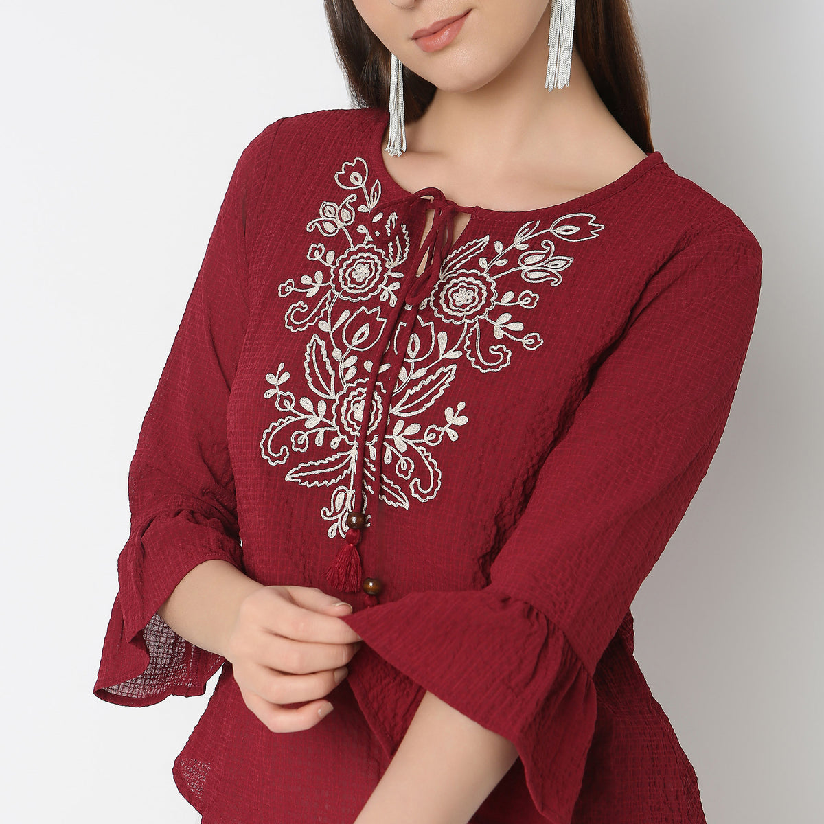 Regular Fit Embroidered Top