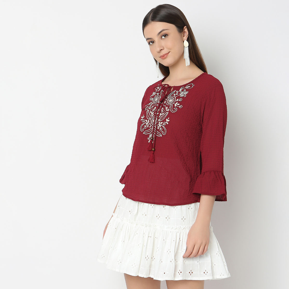 Regular Fit Embroidered Top