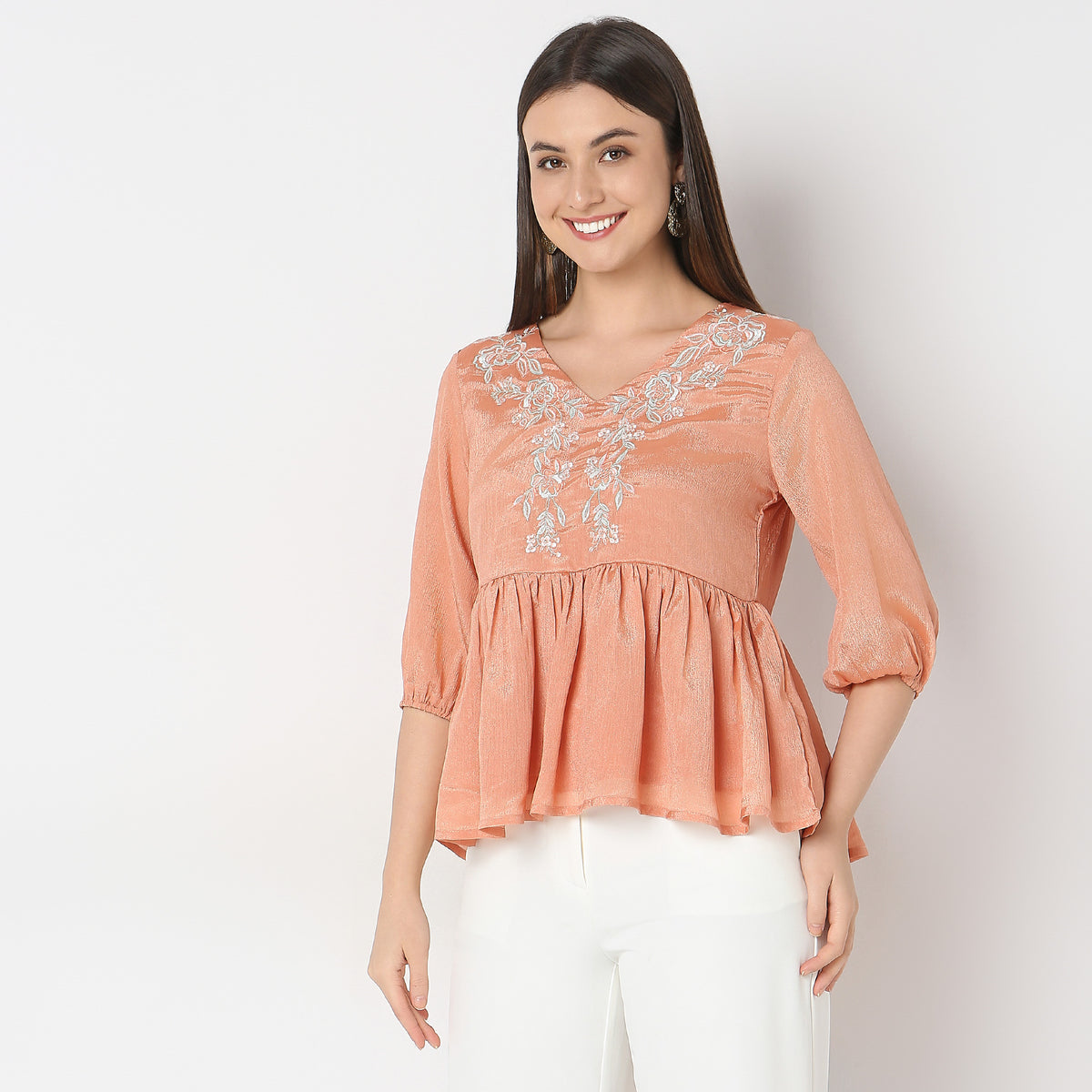 Flare Fit Embroidered Top