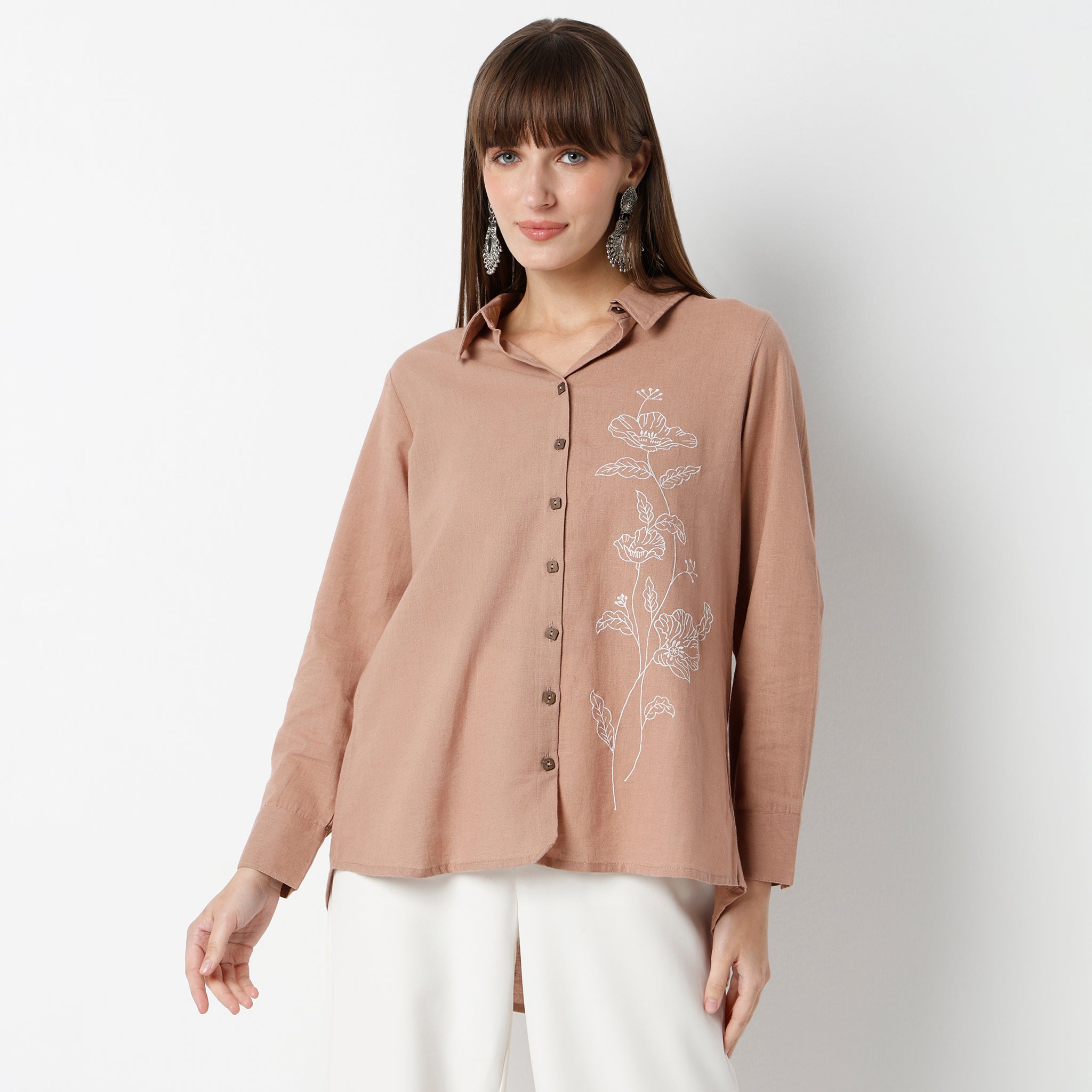 Regular Fit Embroidered Regular Length Shirt