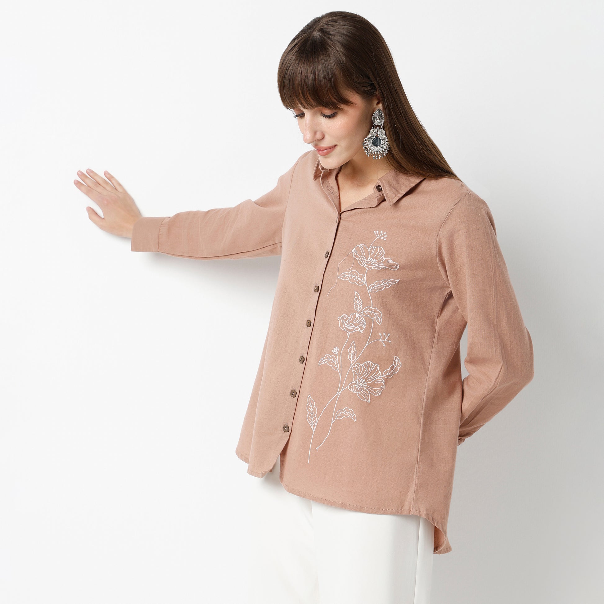 Regular Fit Embroidered Regular Length Shirt
