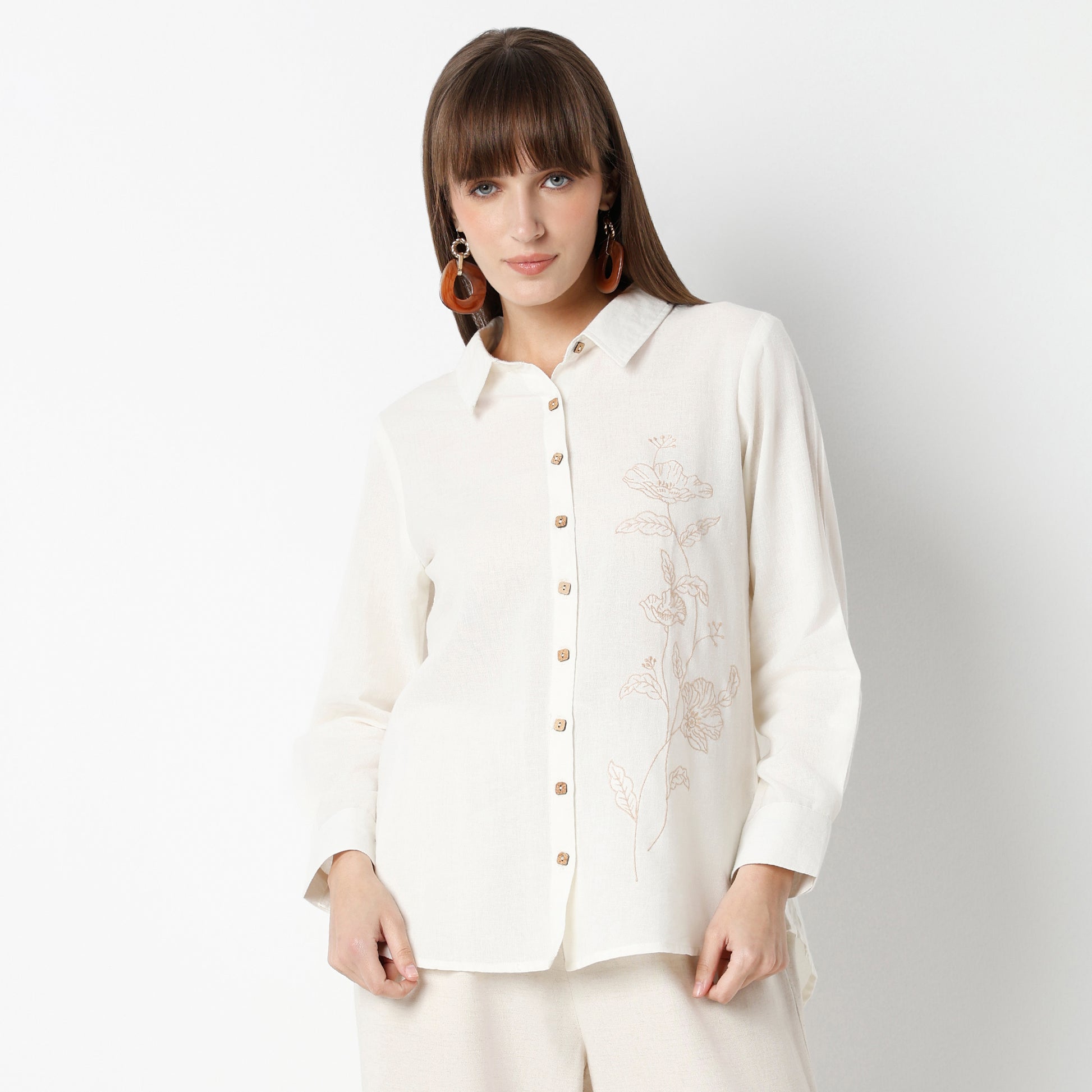 Regular Fit Embroidered Regular Length Shirt