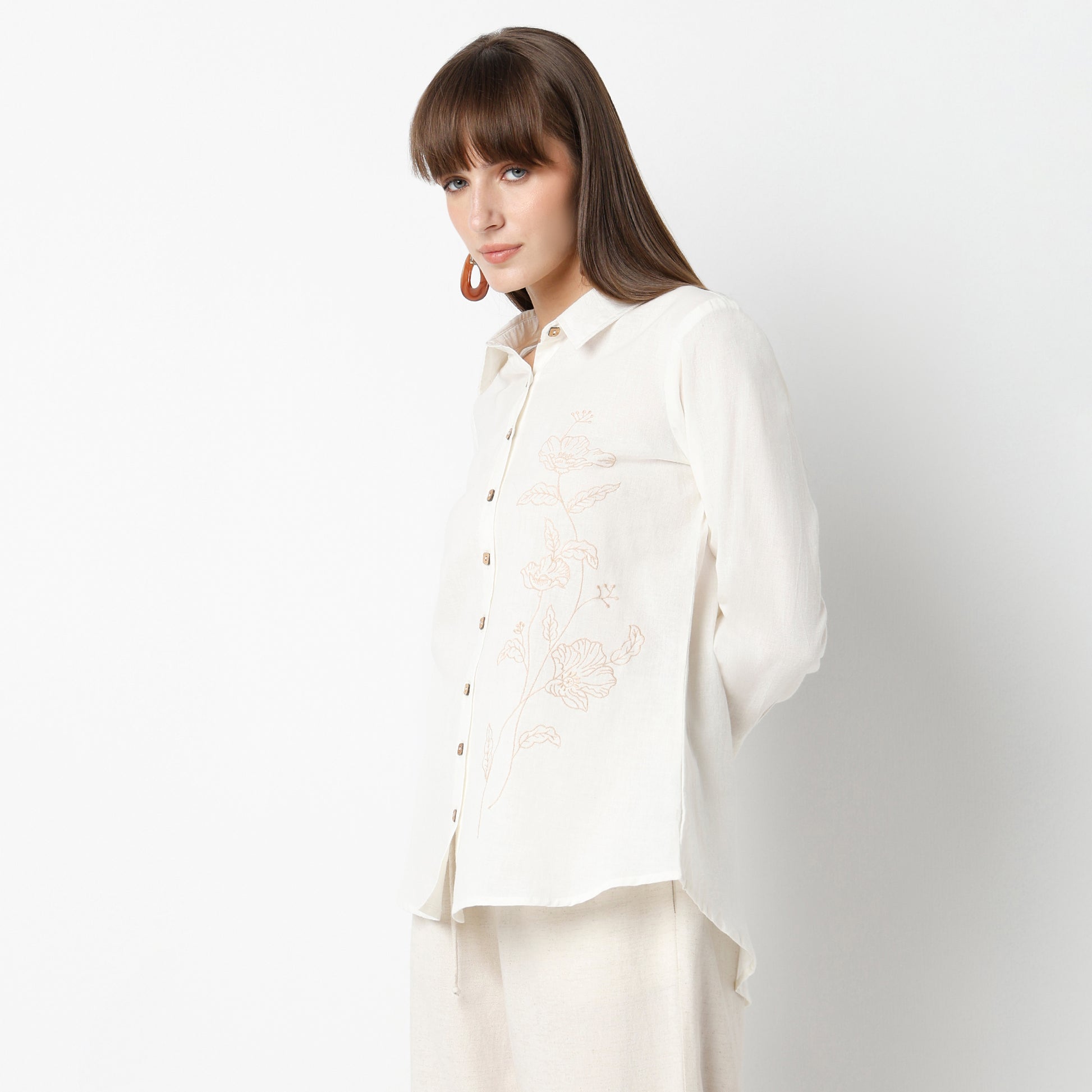 Regular Fit Embroidered Regular Length Shirt