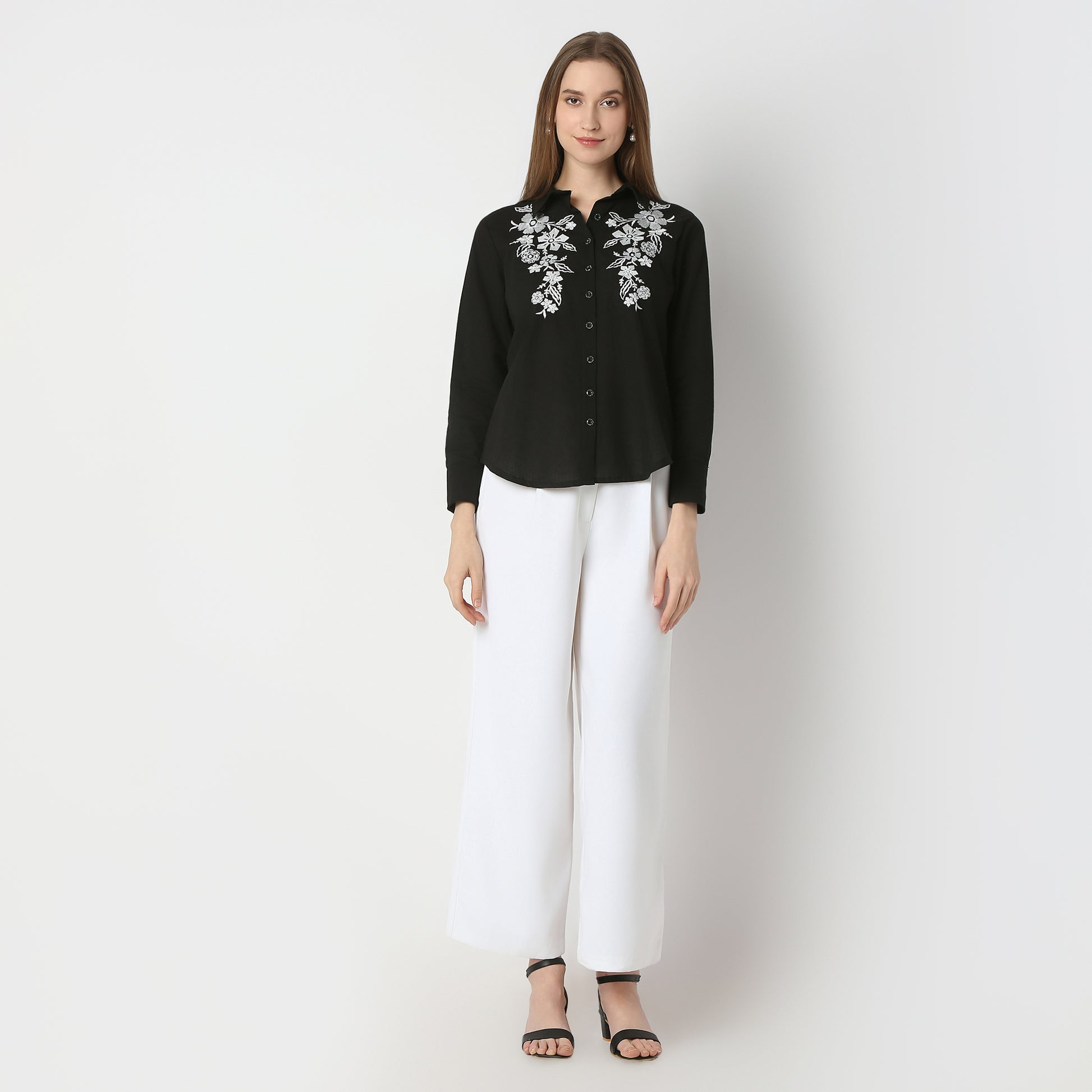 Regular Fit Embroidered Regular Length Shirt