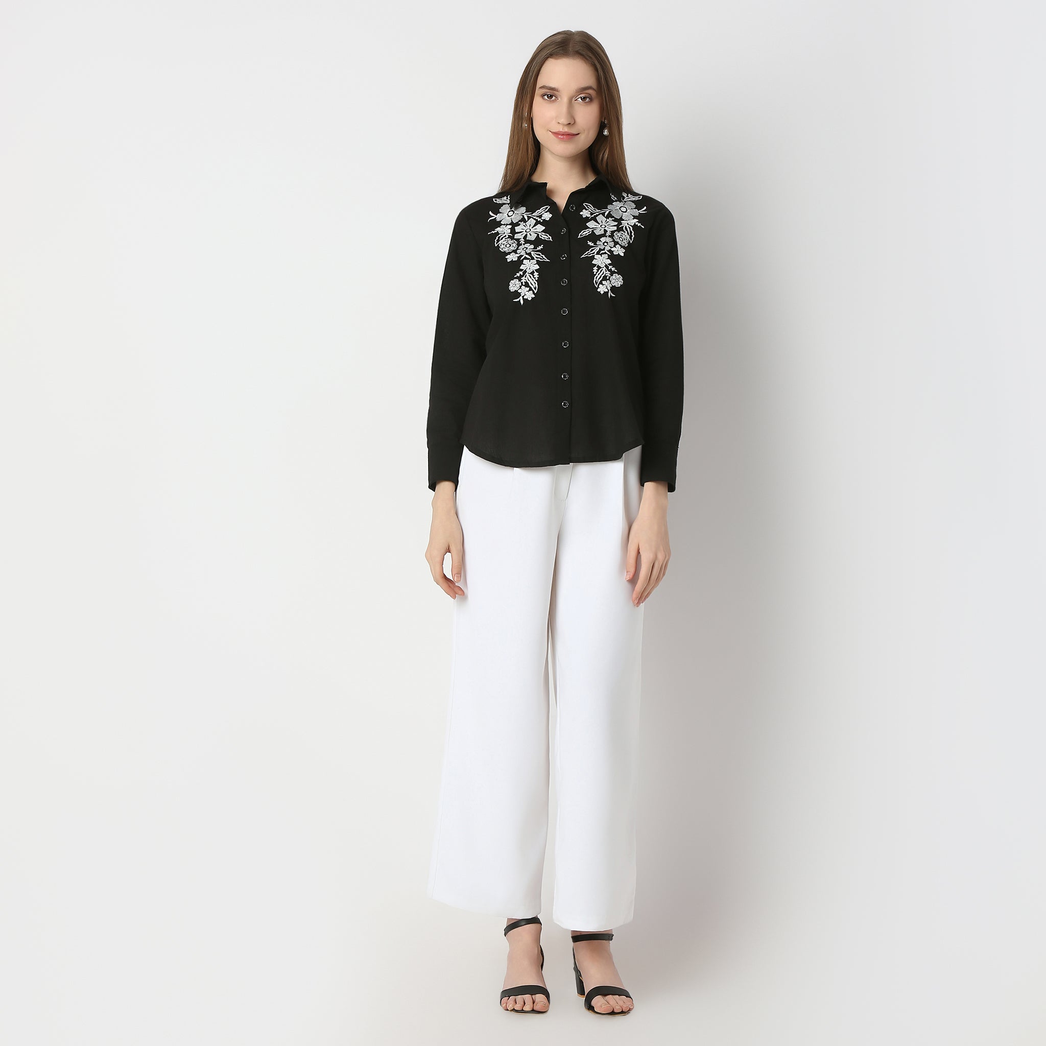 Regular Fit Embroidered Regular Length Shirt