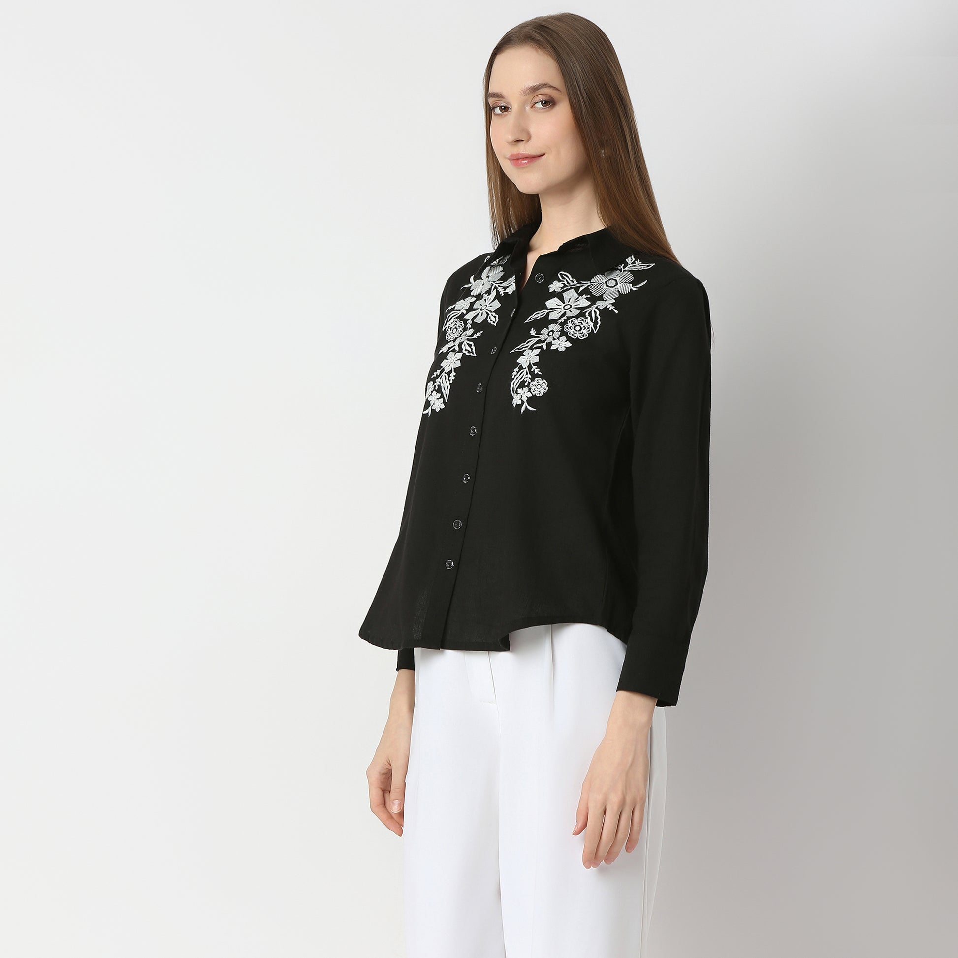 Regular Fit Embroidered Regular Length Shirt