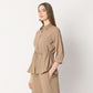 Shirt With Waist Tie Up Through Tunnel