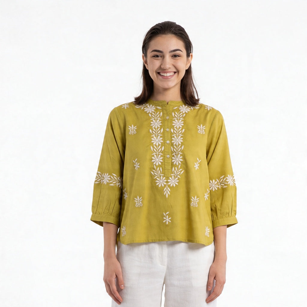 Embroidered Straight Top