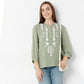 Straight Fit Embroidered Band Neck Tunic