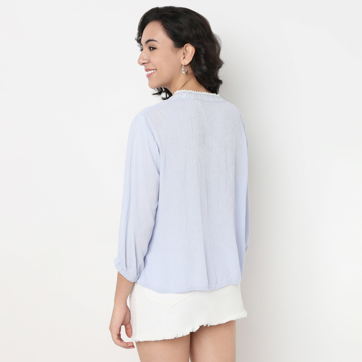 Order Now Women Embroidered Band Neck Straight Regular Fit Ethnic Wear Top by Style Union