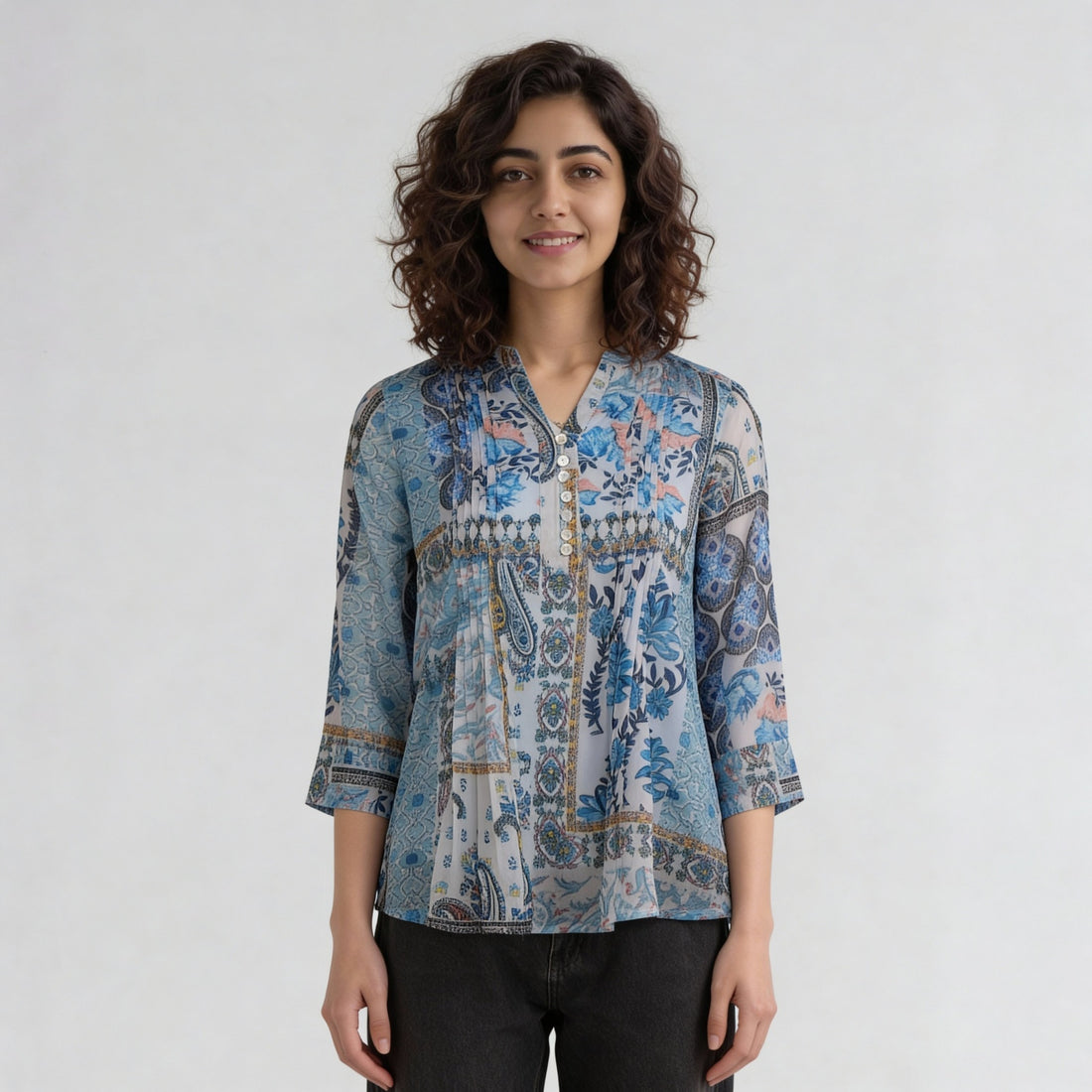Polyester Printed Full Sleeve Top