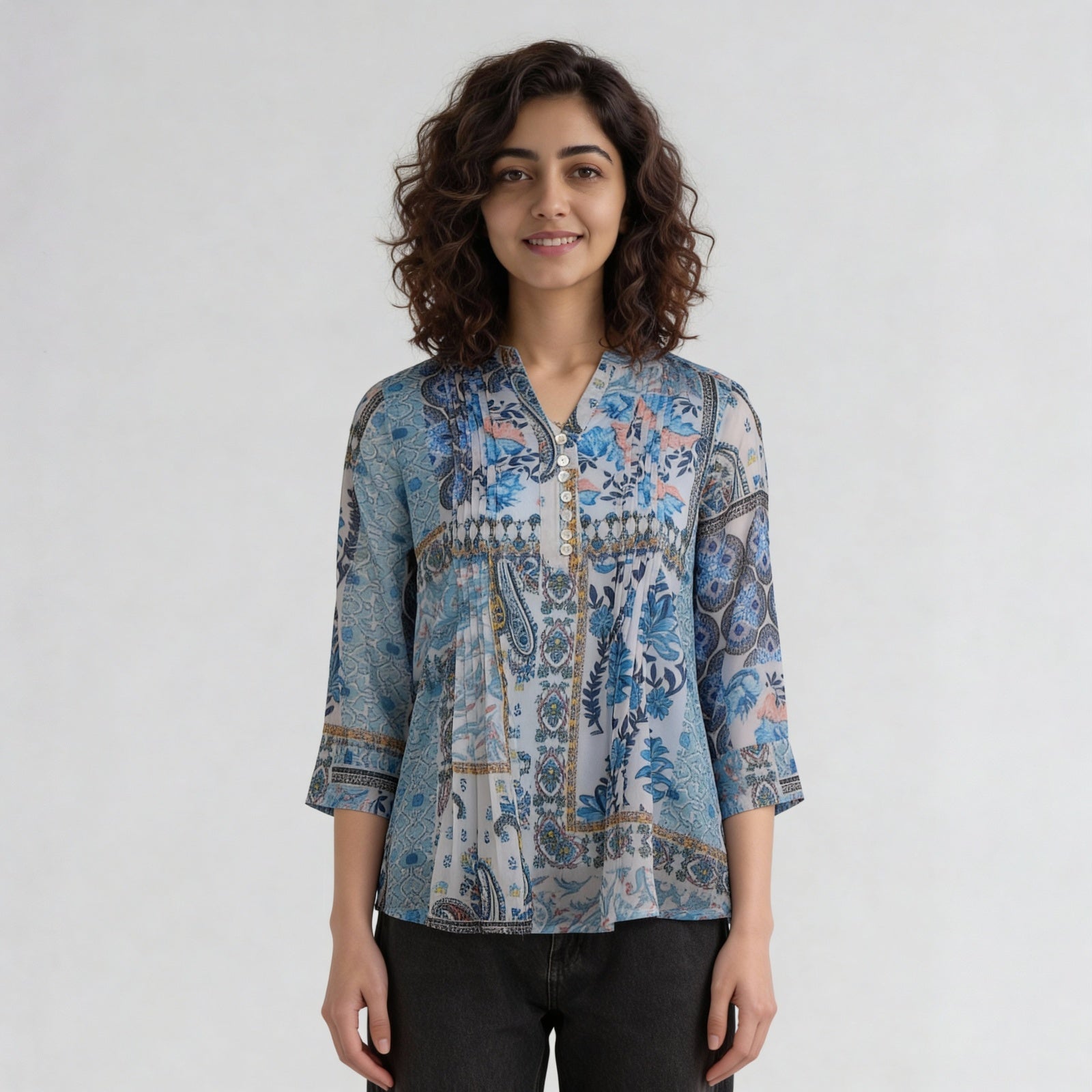 Polyester Printed Full Sleeve Top