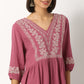 Embroidered Viscose Flared Top