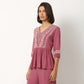 Embroidered Viscose Flared Top