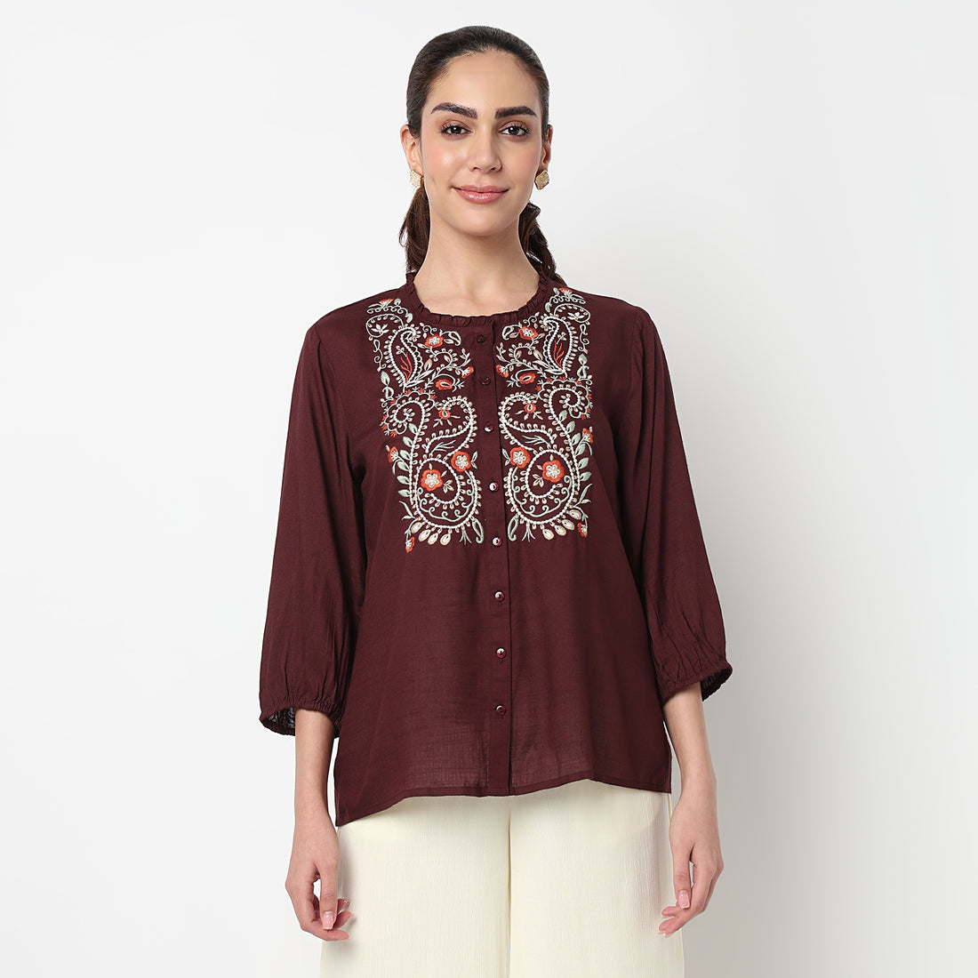 Embroidered Straight Top