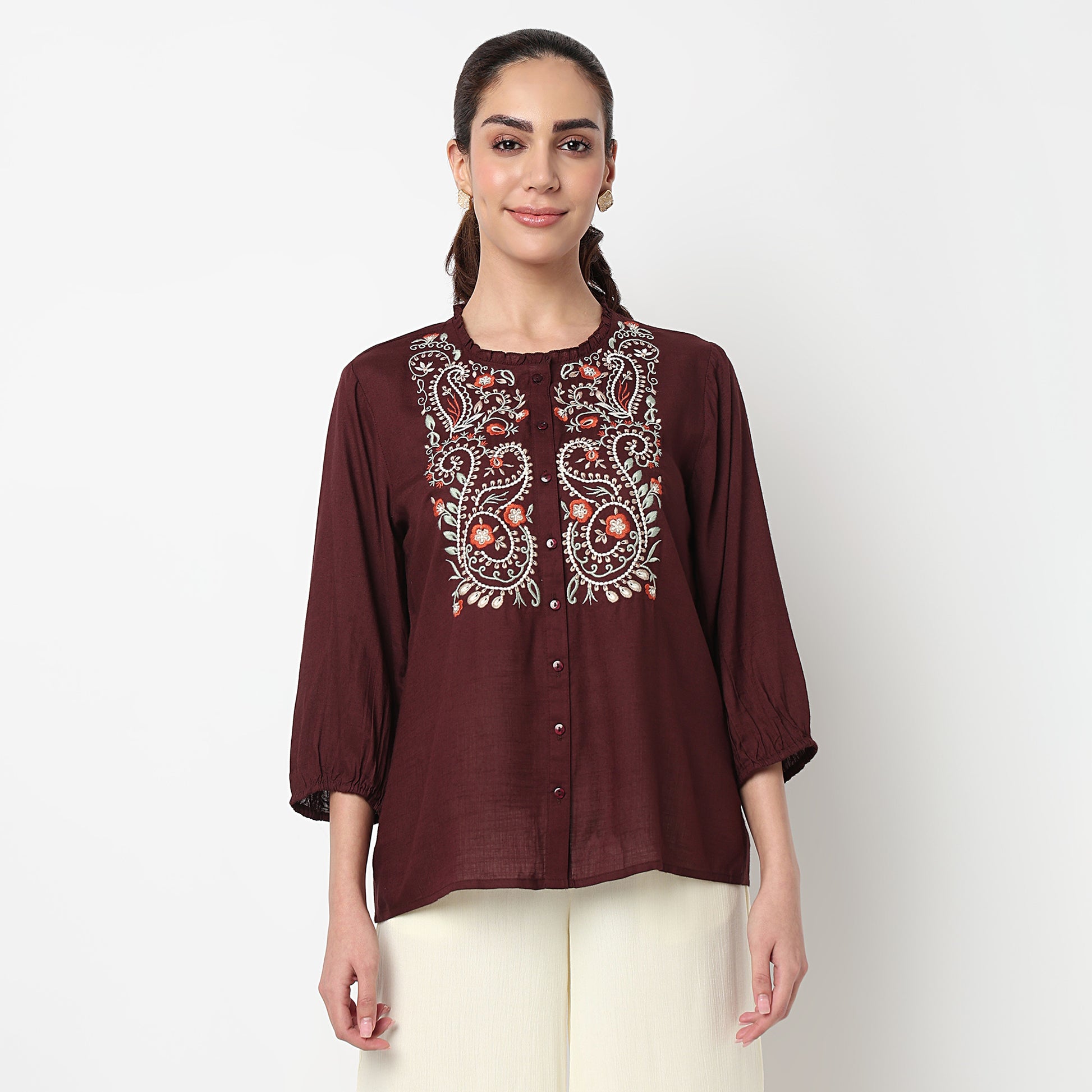 Embroidered Straight Top