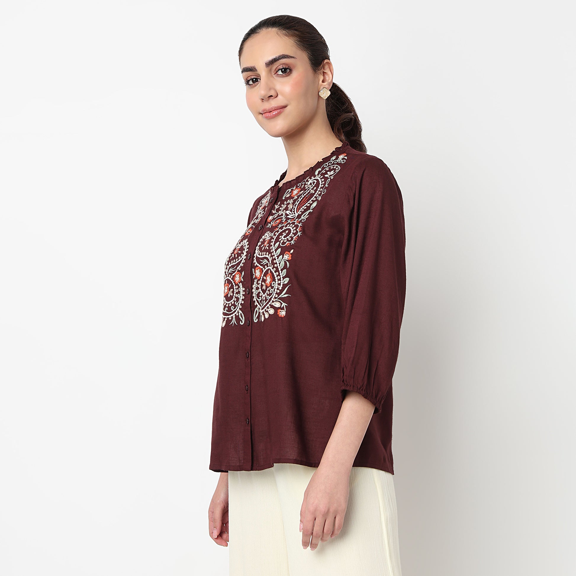 Embroidered Straight Top