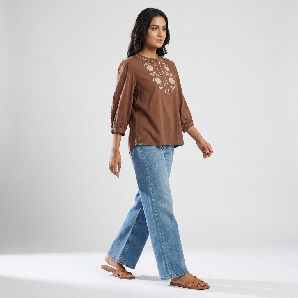 Embroidered Flared Top