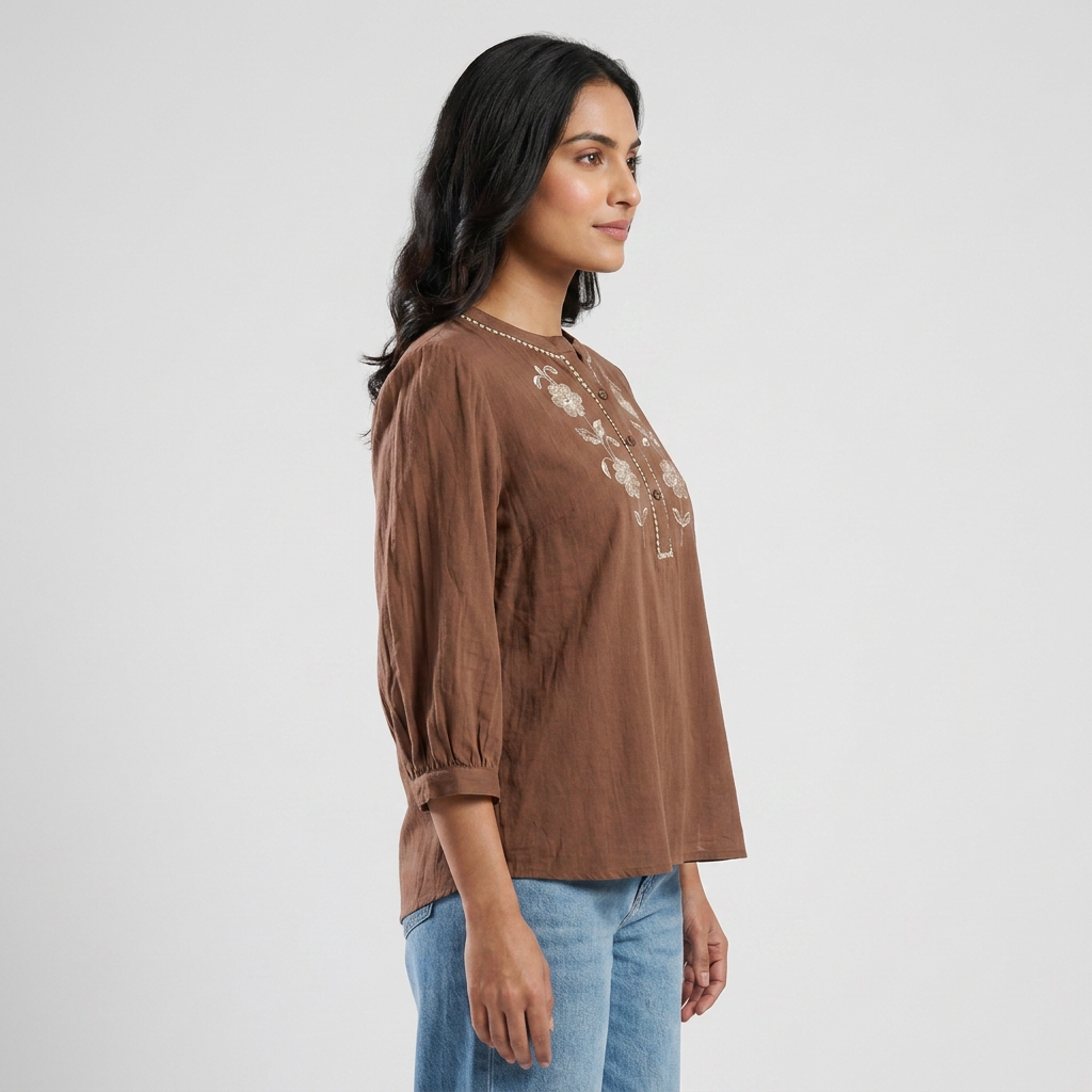 Embroidered Flared Top