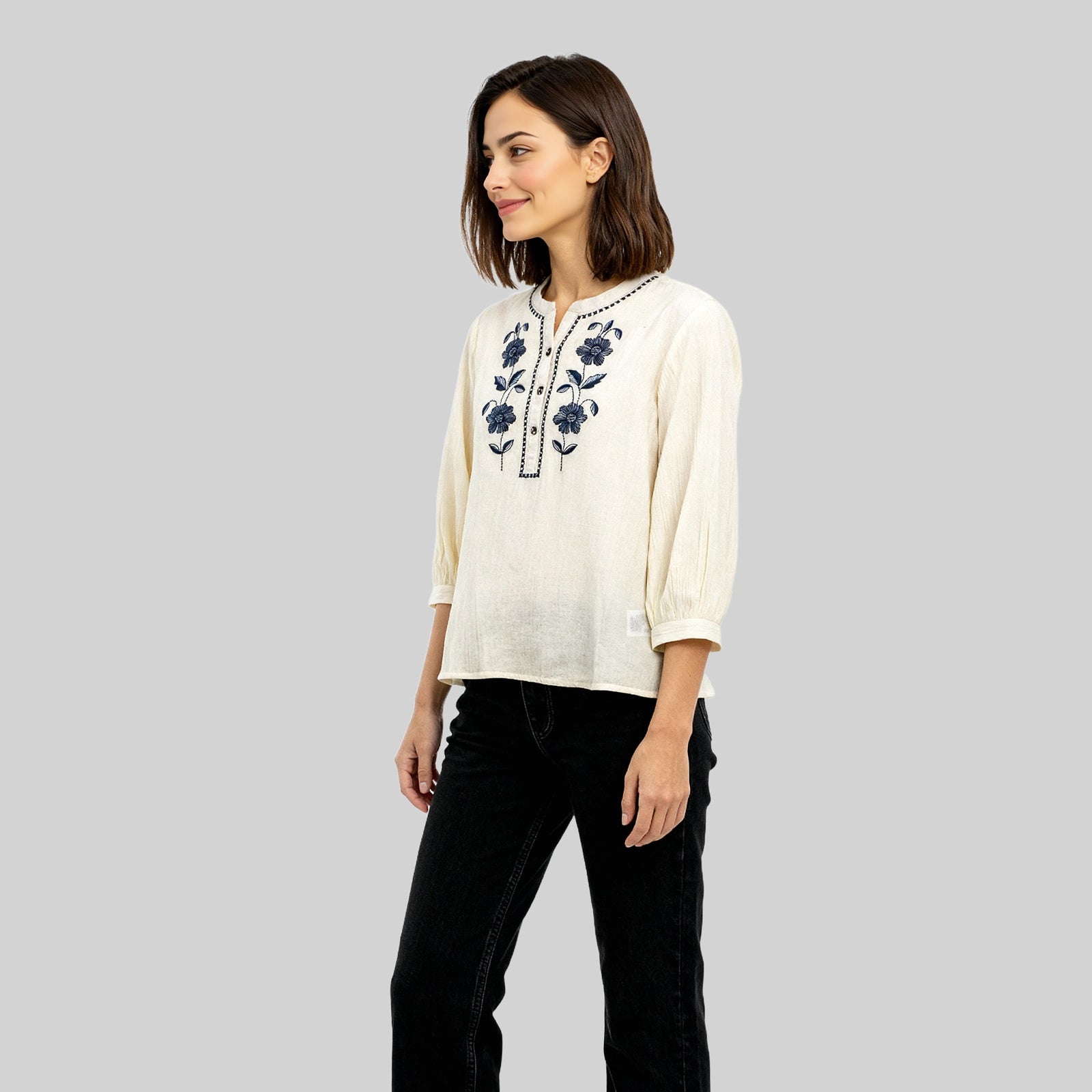 Embroidered Flared Top