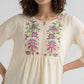 Viscose Embroidered Three-Fourth Sleeve Top