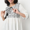 Order Now Women Embroidered Round Neck Straight Relaxed Fit Ethnic Wear Top by Style Union