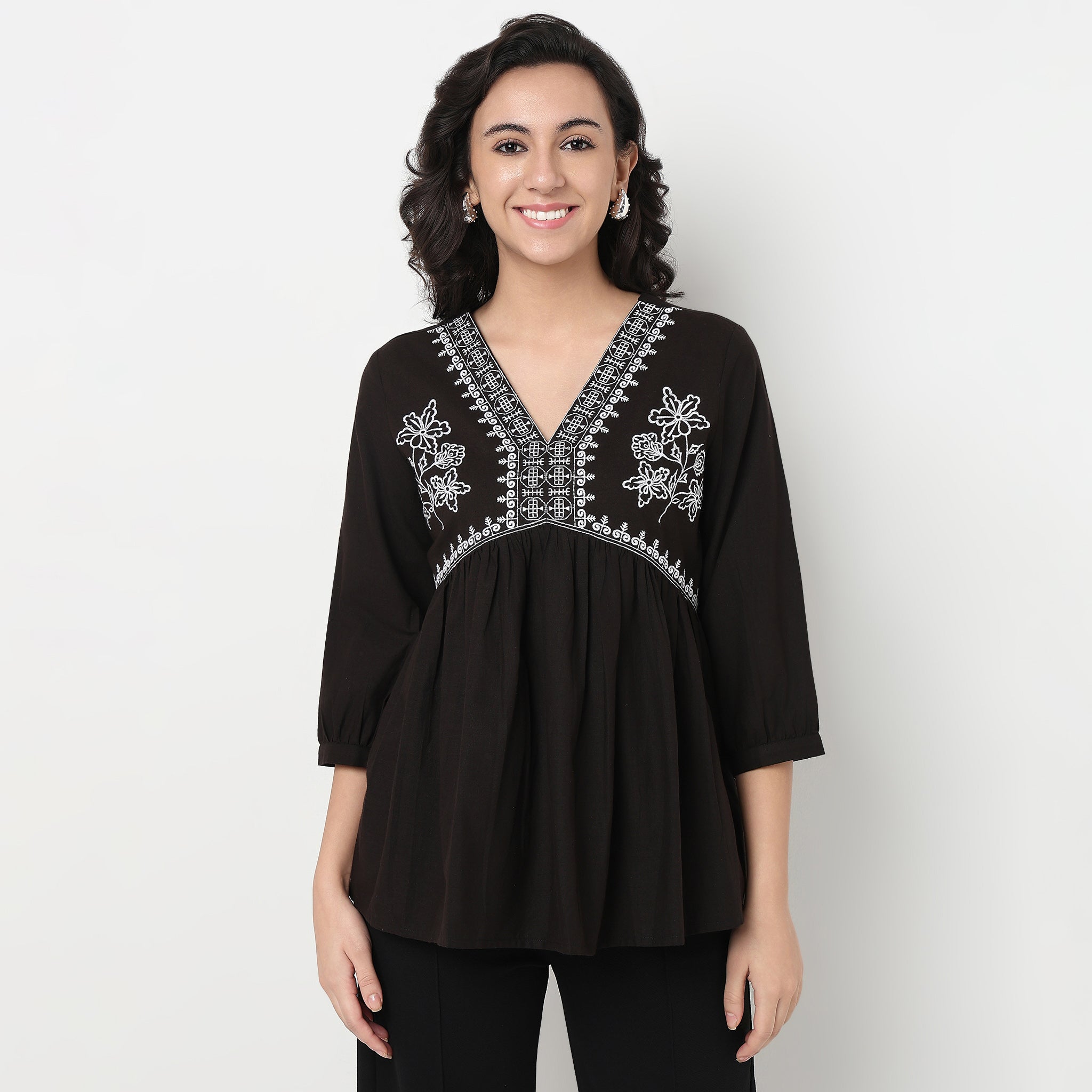 Order Now Women Embroidered V Neck Flared Flare Fit Ethnic Wear Alia Cut by Style Union