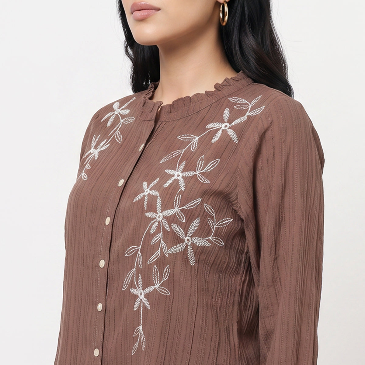 Embroidered Flared Top