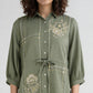 Embroidered Shirt With Waist Tie Up