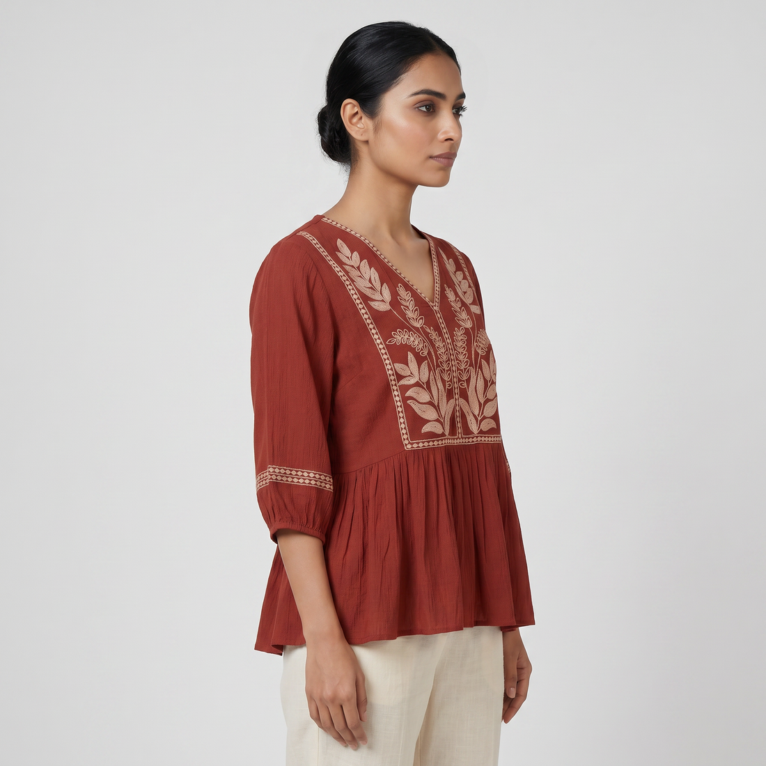 Embroidered Flared Top
