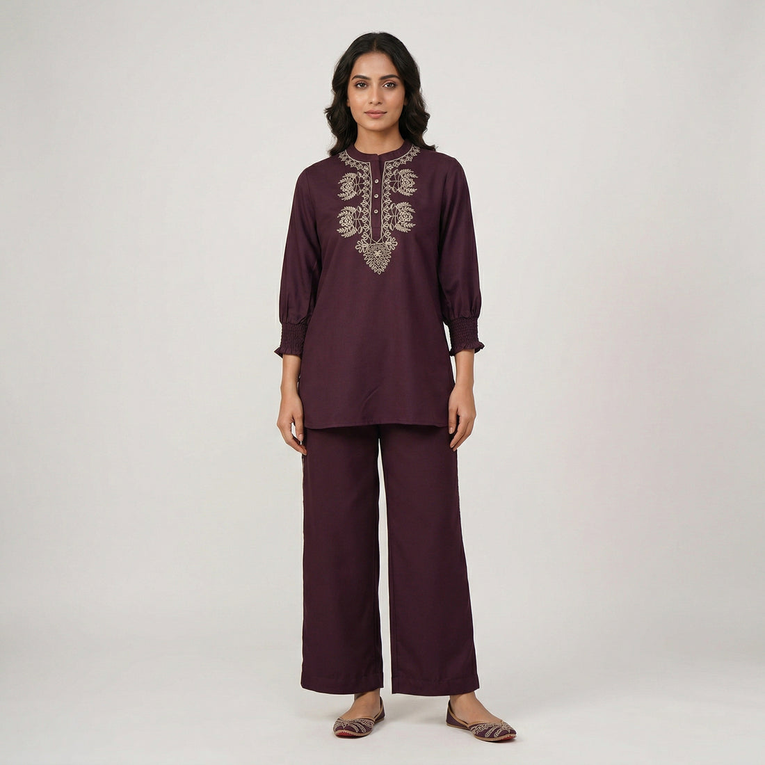 Woven Embroidered Top