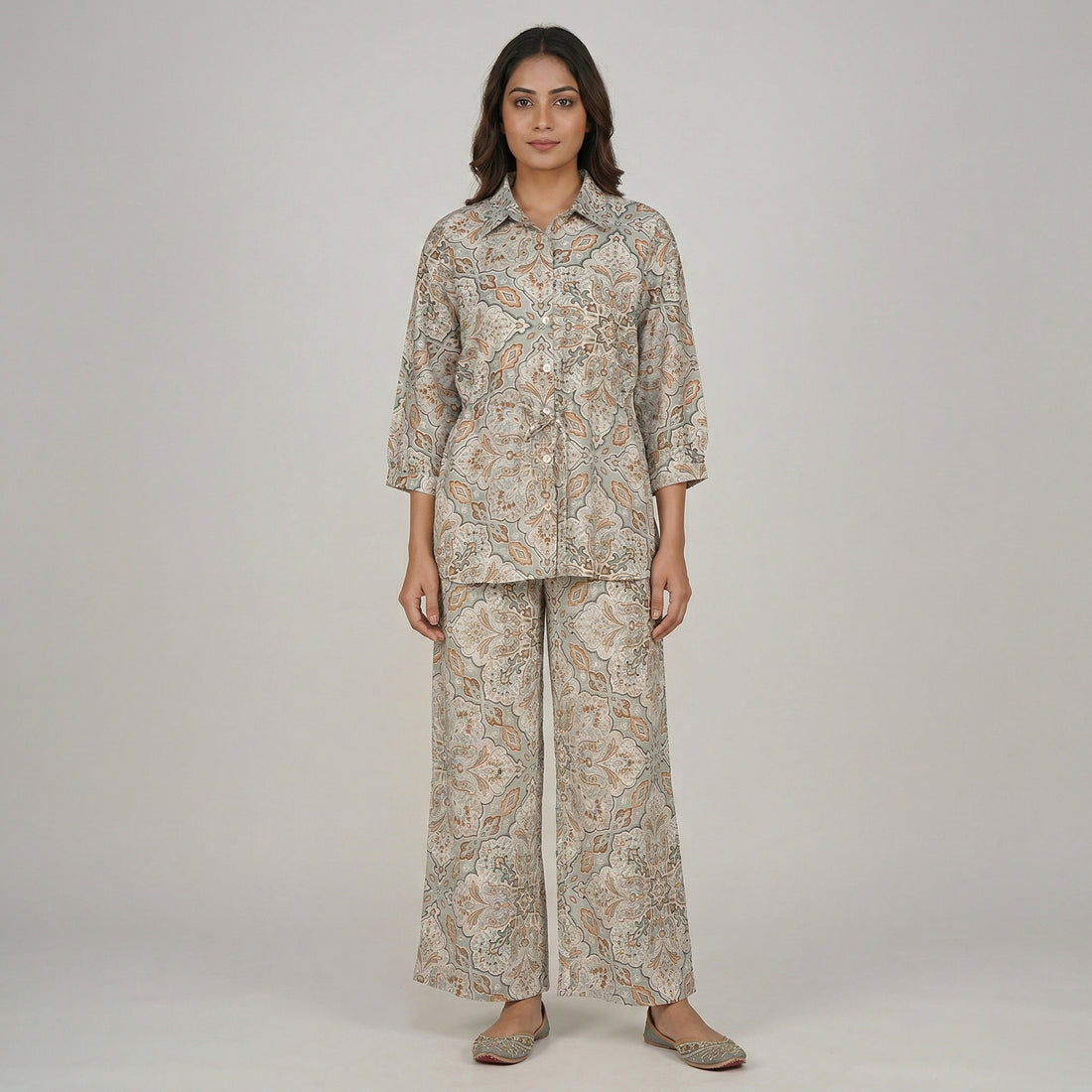 Printed Waist Tie-Up Shirt