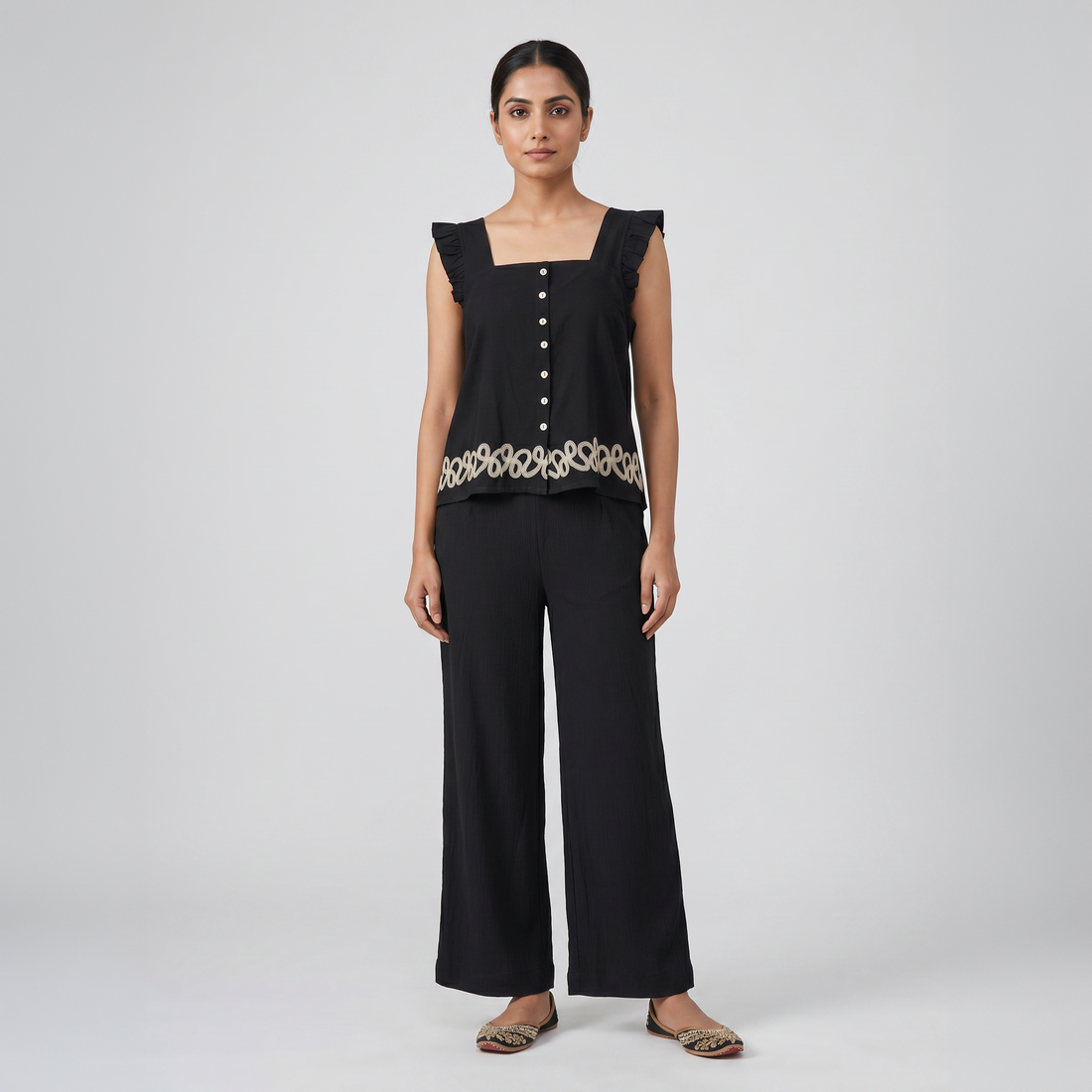 Woven Embroidered Top