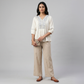 Embroidered V-Neck Flared Top