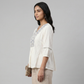 Embroidered V-Neck Flared Top