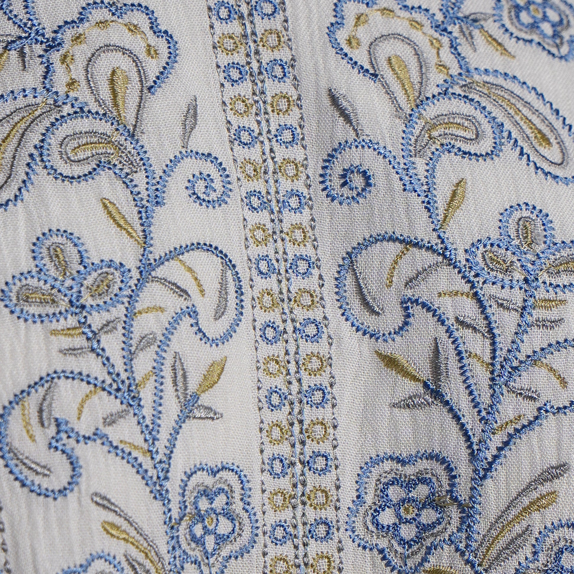 Embroidered V-Neck Flared Top