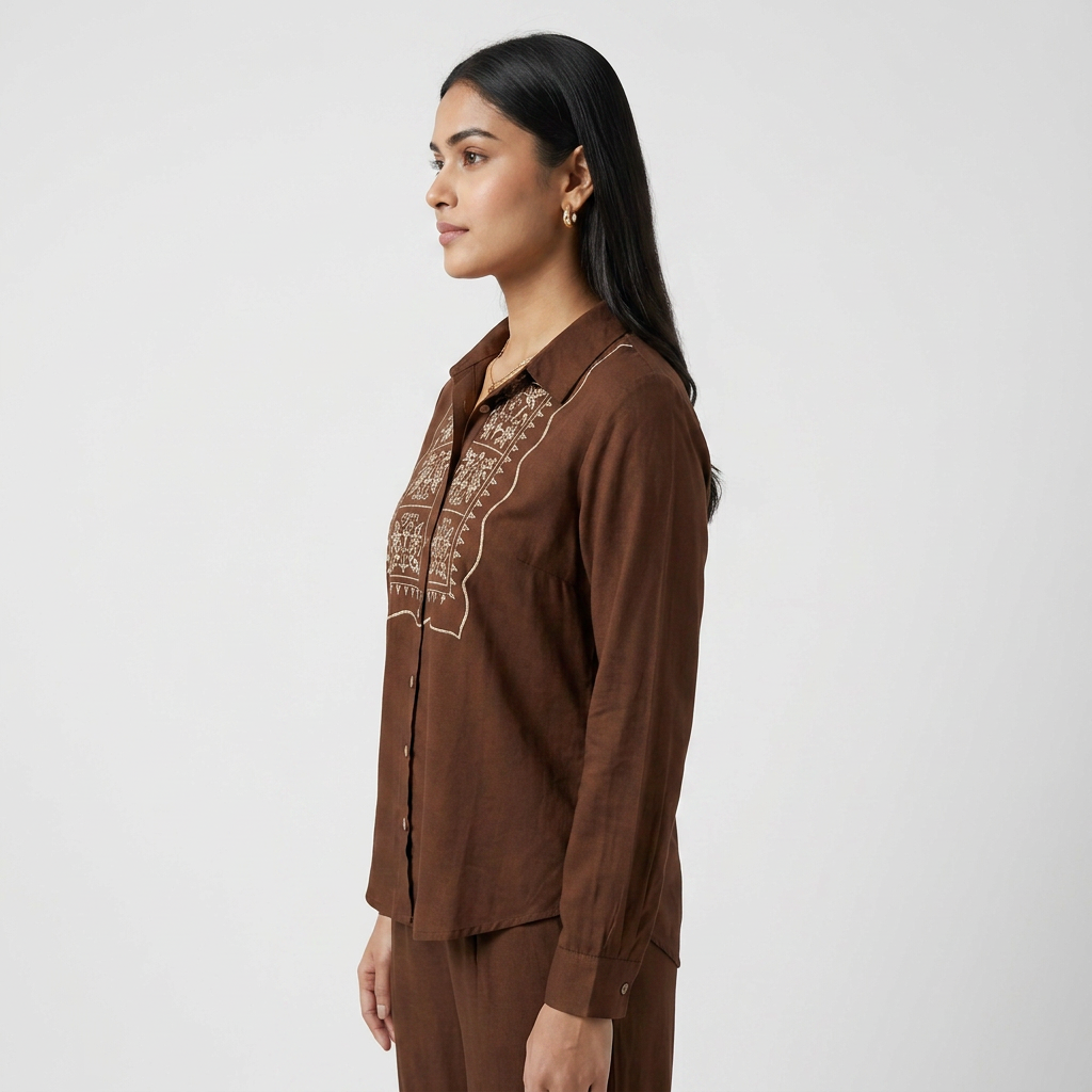 Yoke Embroidered Straight Top