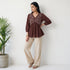 Embroidered V-Neck Flared Top
