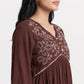 Embroidered V-Neck Flared Top