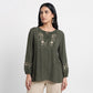 Embroidered Tie Up Top