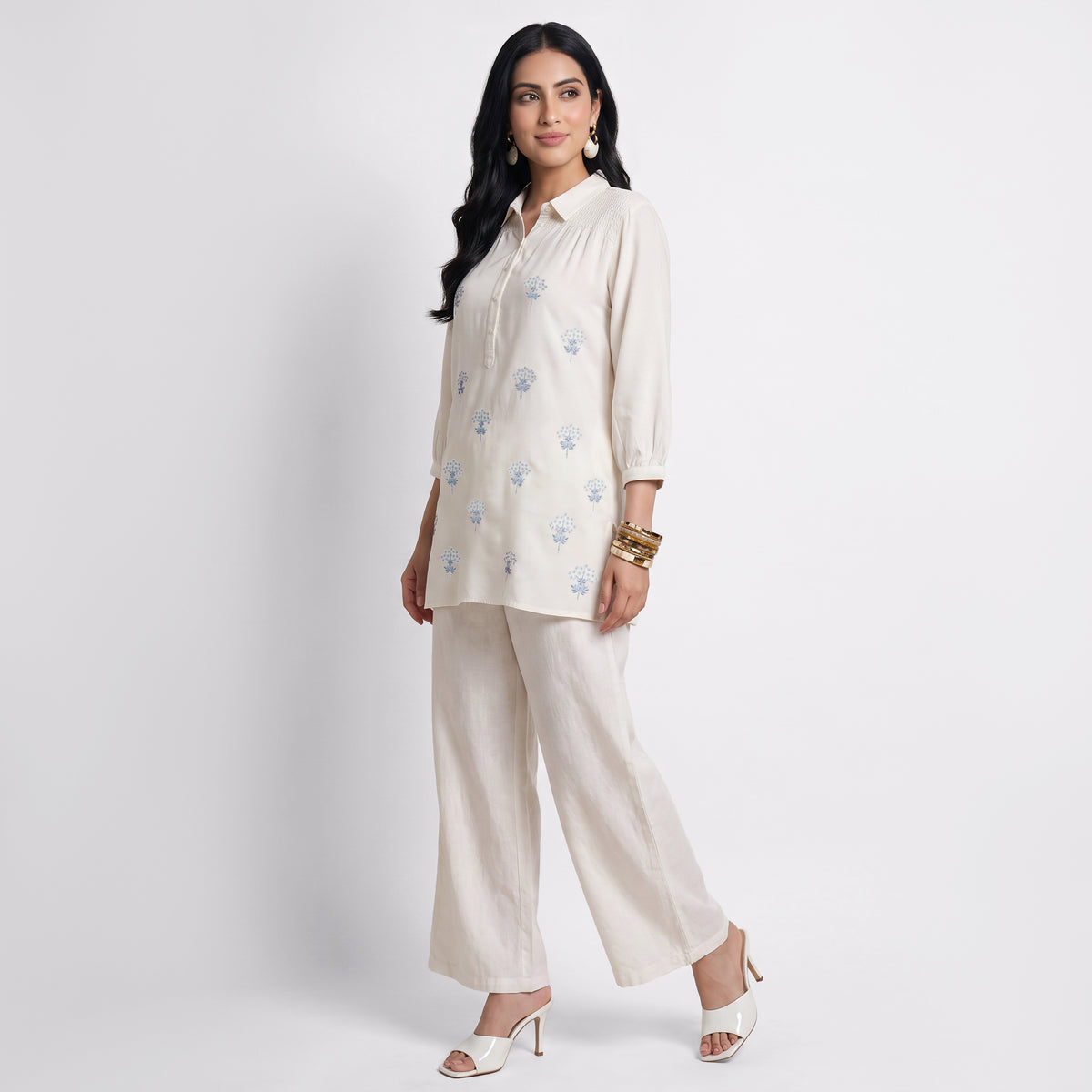 Embroidered Shirt Collar Shirt