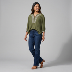 Relaxed Fit Embroidered Top