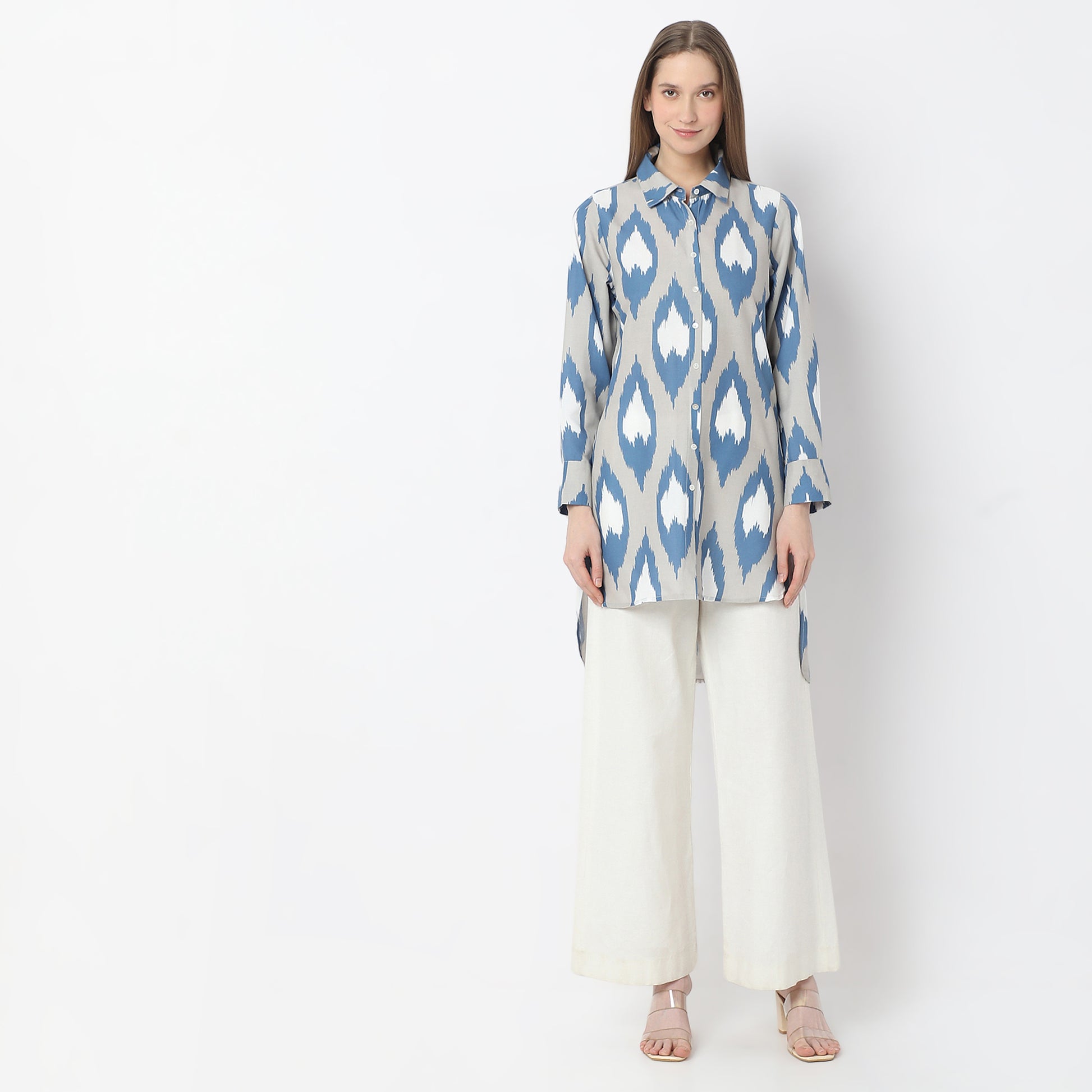 Oversized Printed High Low Shirt