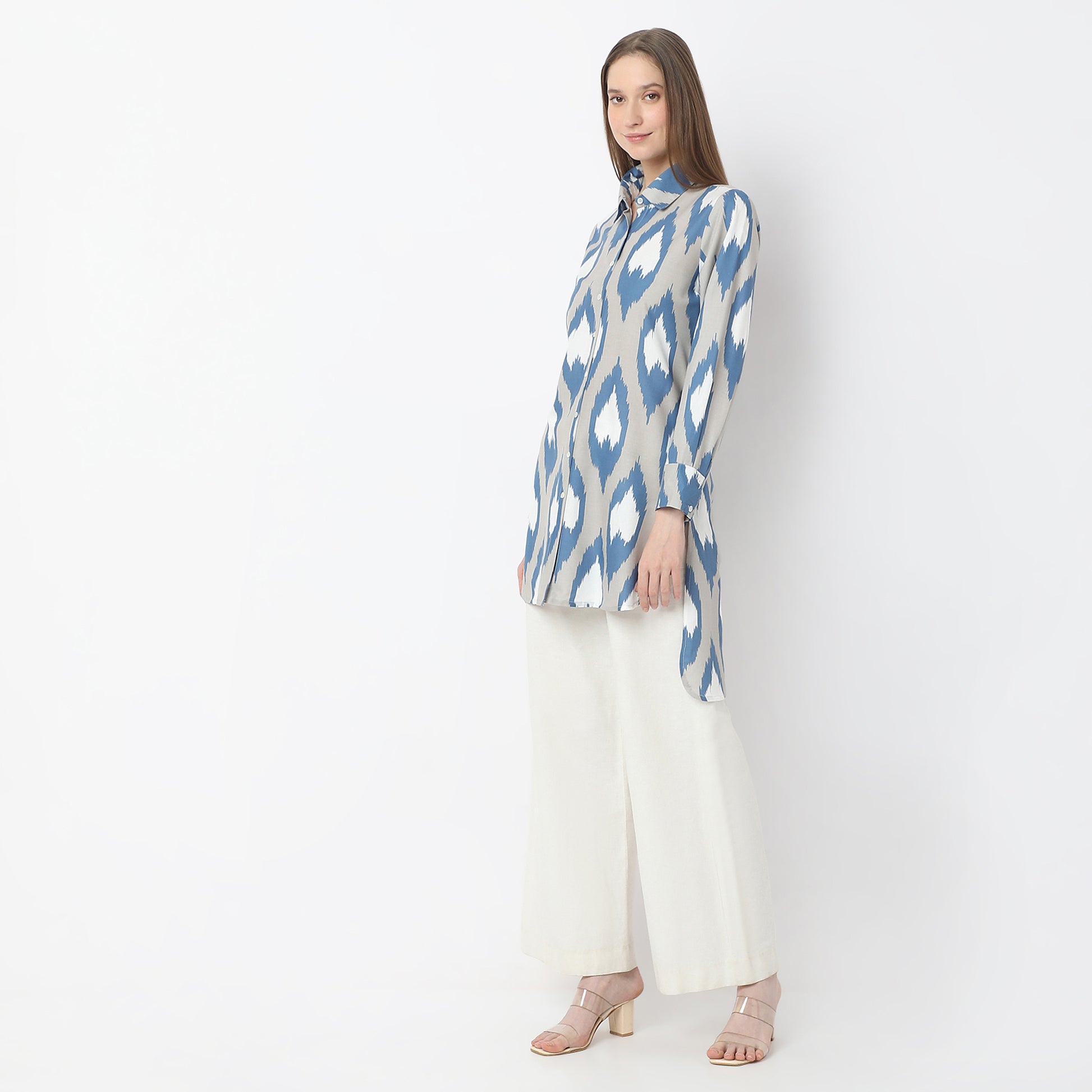 Oversized Printed High Low Shirt