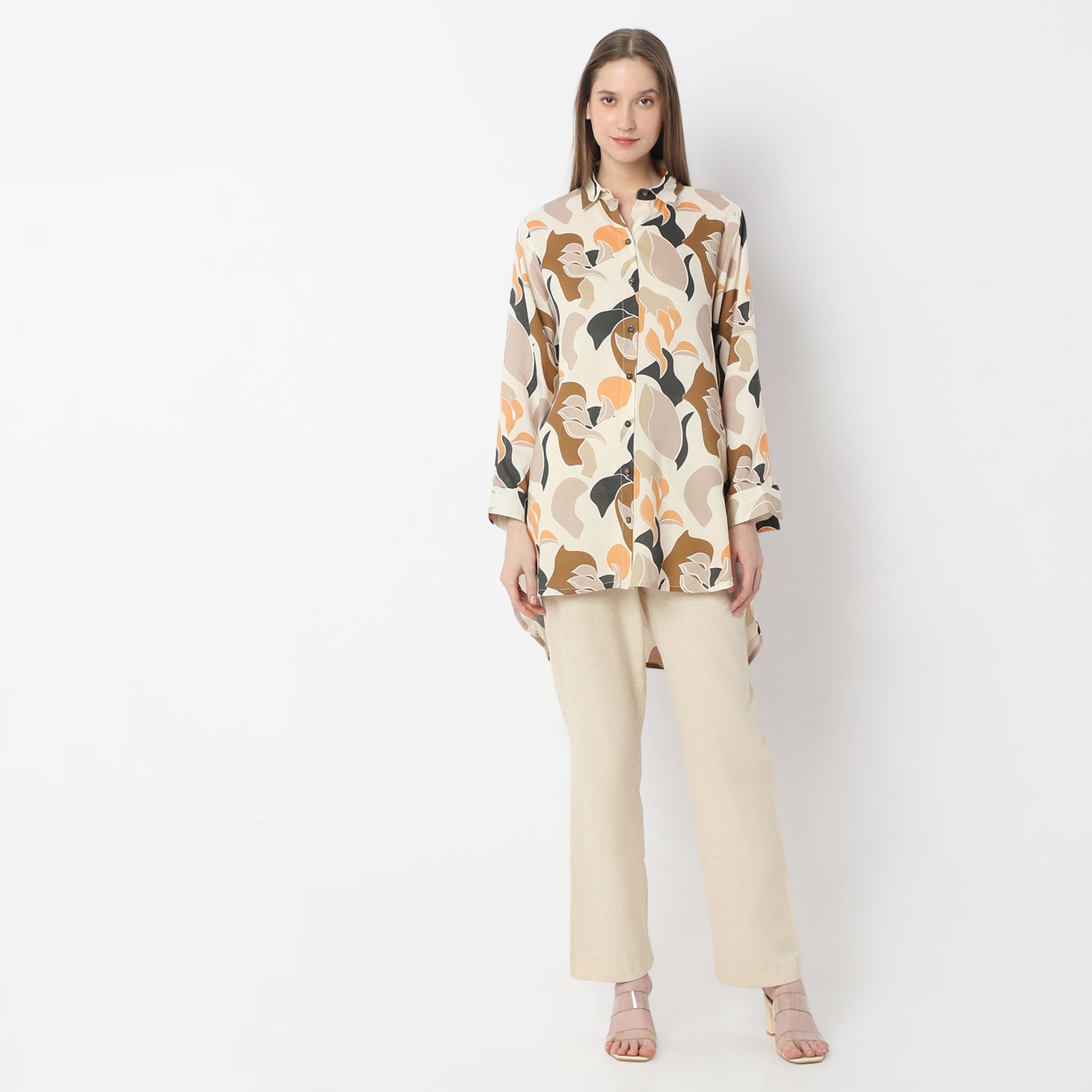 A-Line Printed Full Sleeve Flared Tunic